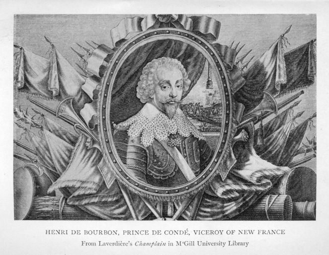 HENRI DE BOURBON, PRINCE DE CONDÉ, VICEROY OF NEW FRANCE.  From Laverdière's <I>Champlain</I> in M'Gill University Library.