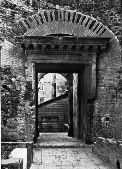 DOOR OF THE "ATRIO ROTONDO," PALACE OF DIOCLETIAN, SPALATO 