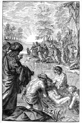 endymion plunged into the river in the presence of diana. (French Engraving used in an English book.)