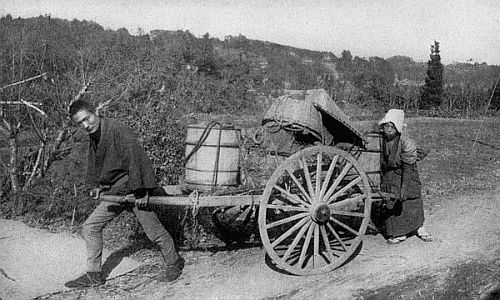 Reproduced by permission of The Philadelphia Museums. RETURNING FROM MARKET. JAPAN.