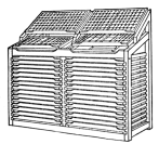 Fig. 25. Double “City” Stand with working cases and case racks. Note that the lower case may be pushed up when necessary to allow access to galley underneath.