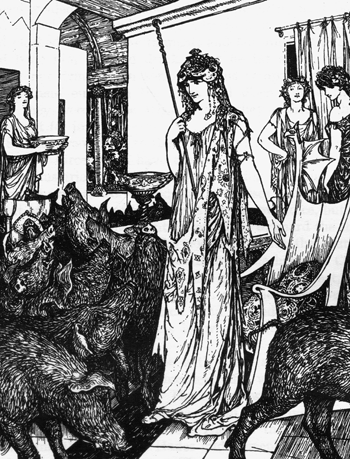 CIRCE SENDS THE SWINE (THE COMPANIONS OF ULYSSES) TO THE STYES.