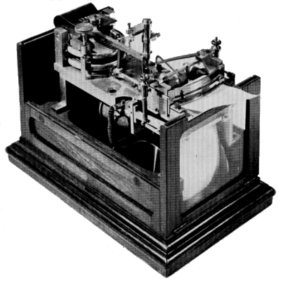 Figure 8.—Hipp's registering aneroid barometer, with a telegraphic printer. (USNM 314544; Smithsonian photo 46740-D.)