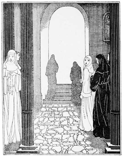 "From all directions nuns came gliding towards the lighted portal."