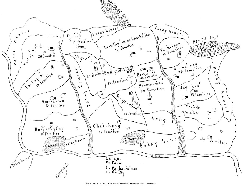 Plat of Bontoc pueblo, showing ato divisions