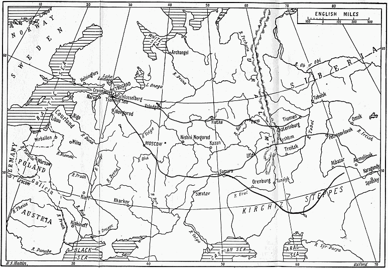 MAP ILLUSTRATING THE AUTHOR’S JOURNEYS IN RUSSIA