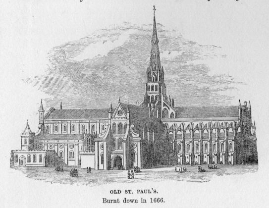 OLD ST. PAUL'S.  Burnt down in 1666.