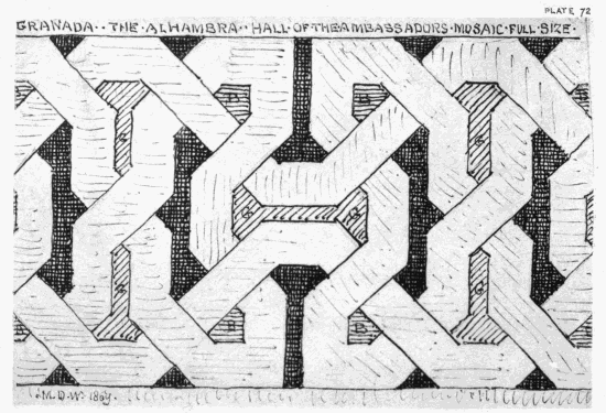 PLATE 72 GRANADA THE ALHAMBRA HALL OF THE AMBASSADORS MOSAIC FULL SIZE MDW 1869