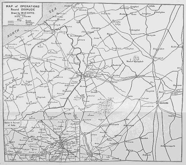 MAP of OPERATIONS Round DIXMUDE Drawn by CH. LE GOFFIC.