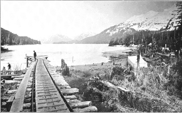 Copyright by E. A. Hegg, Juneau  Railroad Construction, Eyak Lake