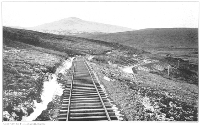 Copyright by F. H. Nowell, Seattle  Council City and Solomon River Railroad—A Characteristic Landscape of Seward Peninsula