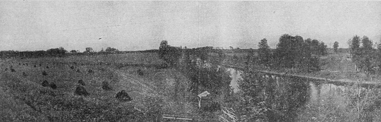 A scene showing farming on a large scale in the park districts of Western Canada. Water is good and plentiful in this district.