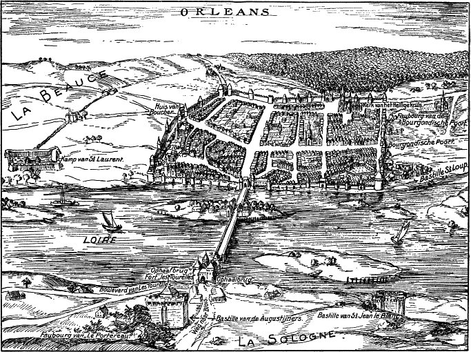 ORLÉANS TEN TIJDE VAN HET BELEG IN 1429--Gereconstrueerd door Mej. F. Bremer (Penteekening)