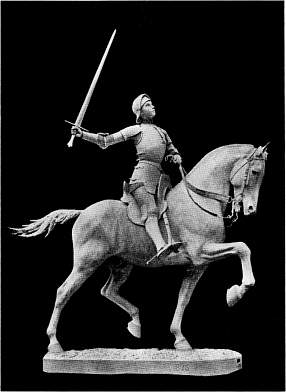 Ruiterstandbeeld van Jeanne d' Arc te Reims.--Door P. Dubois.