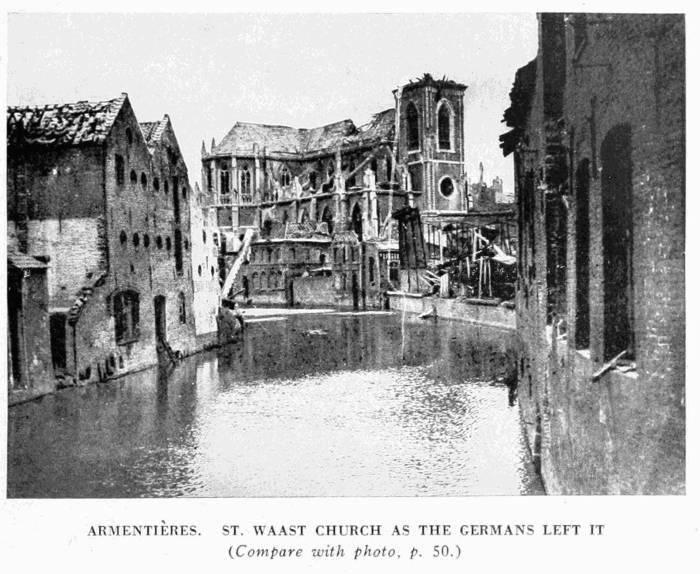 ARMENTIÈRES. ST. WAAST CHURCH AS THE GERMANS LEFT IT (Compare with photo, p. 50.)