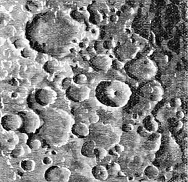 Fig. 4.  Tycho and his surroundings. (From a photograph of the moon taken by Mr. De la Rue, 1863.)