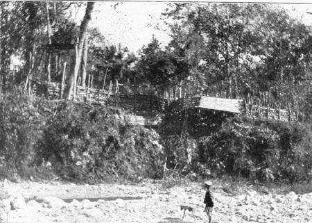 THE WALLED FACE OF FORT BOWER OVER THE RIVER.