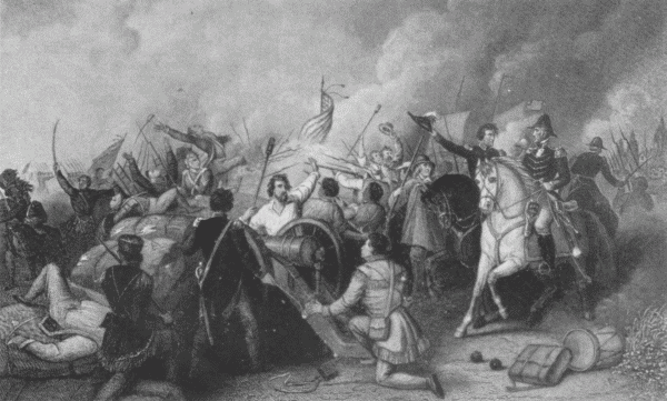 The battle of New Orleans. From a painting by D.M. Carter.