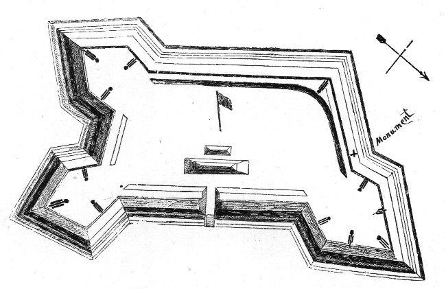 PLAN OF FORT NONSENSE.  FROM PEN AND INK SKETCH BY MAJOR J. P. FARLEY, U. S. A.