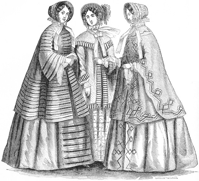 Figs. 3, 4, 5.—Parisian, Frileuse, and Camara Cloaks.