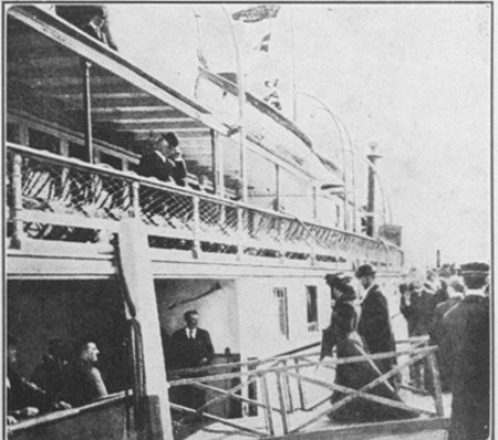 H.R.H. the Duke and Duchess of York going on board CORONA. page 183