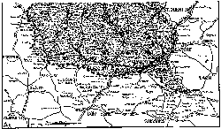 MAP OF THE BATTLE OF PICARDY. THE CHAIN LINE ON THE EAST SHOWS BATTLE FRONT MARCH 21, 1918. SHADED SPACE INDICATES GERMAN GAINS UP TO APRIL 17. BROKEN LINE SHOWS NEW FRONT AT THAT DATE. INTERVENING LINES INDICATE GERMAN POSITIONS MARCH 24 AND 26.