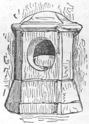 London Stone.  Supposed to be an ancient Roman terminal stone, whence, as from a centre, the miles were reckoned throughout Britain.