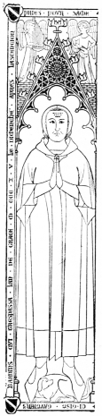 Gautier Bardins, bailli et conseiller du roi au XIIIe siècle, d'après sa pierre tombale. (H. Bordier, Philippe de Remi, sire de Beaumanoir, Paris, 1869, in-8º.)