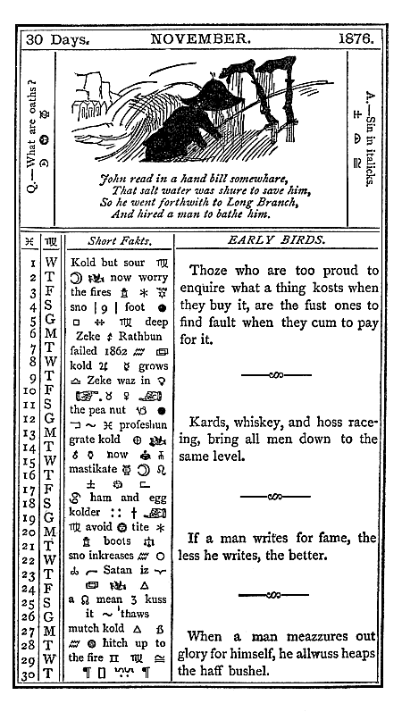 almanac November 1876