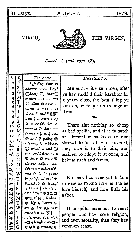 almanac August 1879