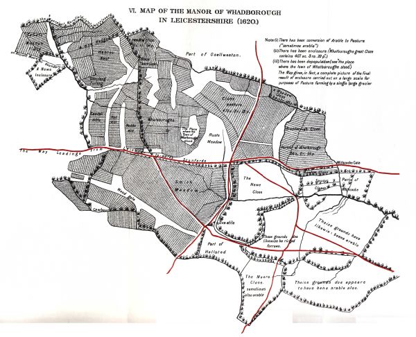 VI. MAP OF THE MANOR OF WHADBOROUGH IN LEICESTERSHIRE (1620.)