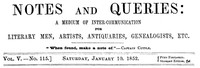 Notes and Queries, Vol. V, Number 115, January 10, 1852