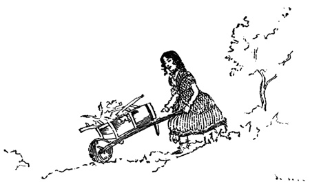 "I had only to sweep up the rubbish ... and carry it out of the wood in my little wheelbarrow"