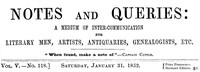 Notes and Queries, Vol. V, Number 118, January 31, 1852