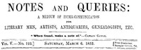 Notes and Queries, Vol. V, Number 123, March 6, 1852
图书封面
