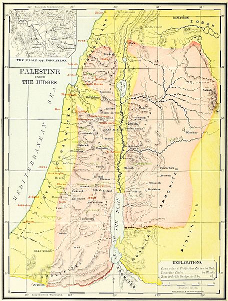 map: PALESTINE UNDER THE JUDGES. and THE PLAIN OF ESDRAELON.