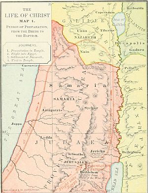 map: THE LIFE OF CHRIST MAP 1. Period of Preparation, From the Birth to the Baptism.