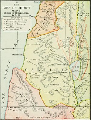 map: THE LIFE OF CHRIST MAP 5. Period of Retirement, A.D. 29.