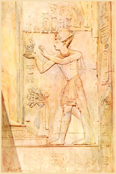 SÉTI Ier OFFRANT A OSIRIS UNE IMAGE DE LA VÉRITÉ, BAS-RELIEF DU TEMPLE D'ABYDOS