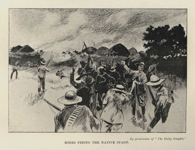 BOERS FIRING THE NATIVE STADT.