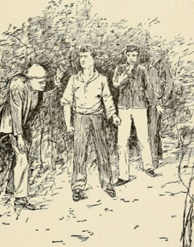 "Does that mean you ain't goin' to leave?" And the boy advanced threateningly with clinched fists, until he stood within a few inches of the deformed lad.—Page 55.