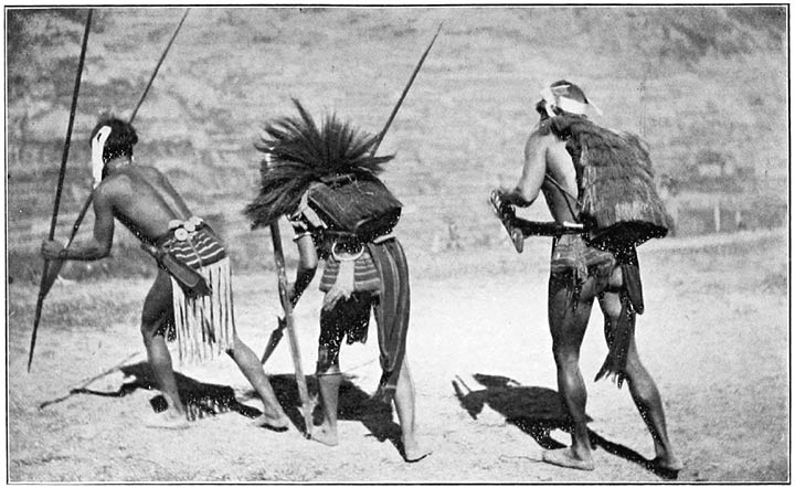 The Three Leading Men in the Funeral Procession of an Ifugao who has lost his Head to the Enemy.