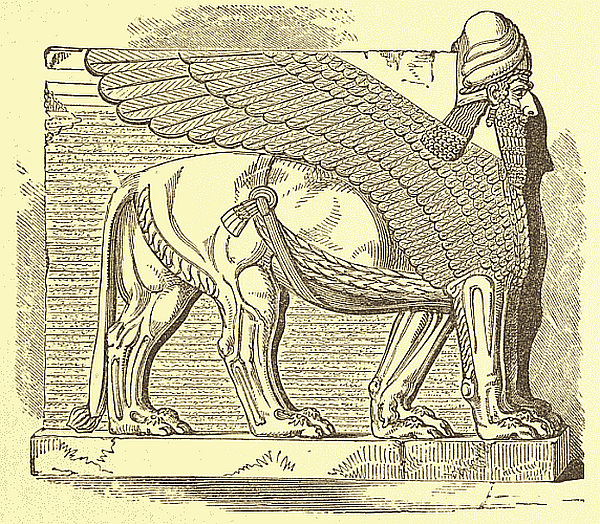 Nergal - a winged lion with the head of an             Assyrian king