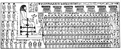 Fig. 7.—Transport of a Colossus. Egyptian Wall-painting.