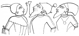 Fig. 34.—Prisoners of Different Nationalities. Egyptian Wall-painting.