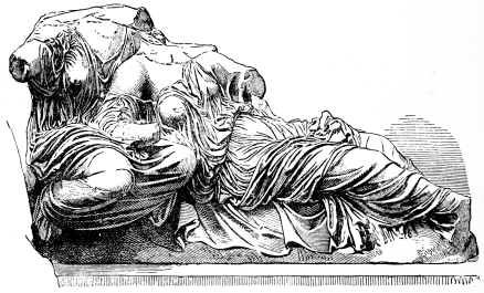 Fig. 208.—From the Eastern Gable of the Parthenon. Aphrodite and Peitho.