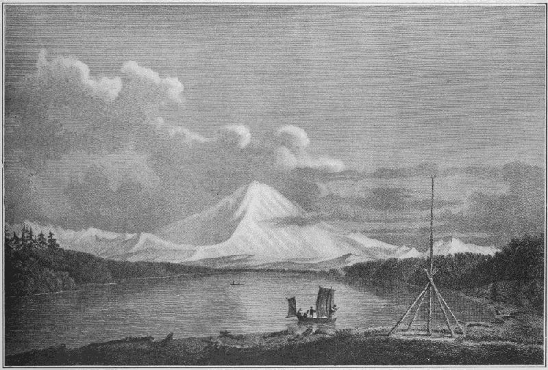 First Picture of Mount Rainer. Drawn by W. Alexander from a sketch by J. Sykes, 1792. Engraved by J. Landseer for Vancouver's Journal.