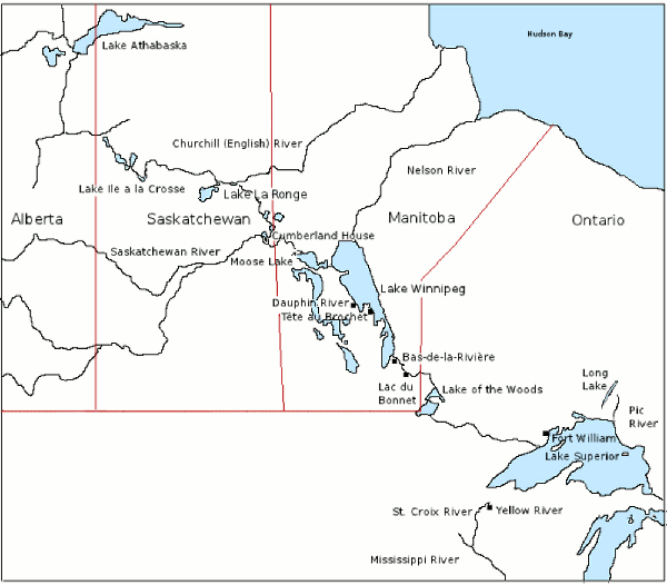 Map of westcentral Canada