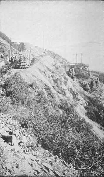 Approaching Grand Circular Bridge, From Head of Millard Canyon, Mount Lowe Railway.