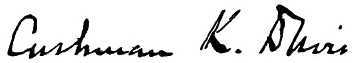 Signature of Cushman K. Davis